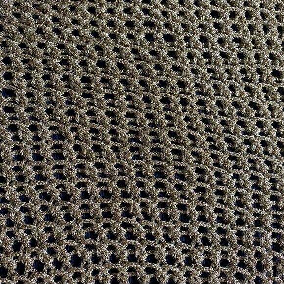 Ralph Lauren Gold Lame Open Hand Knit Mesh Sleeveless Scoop-neck Tank Sweater - Picture 9 of 16